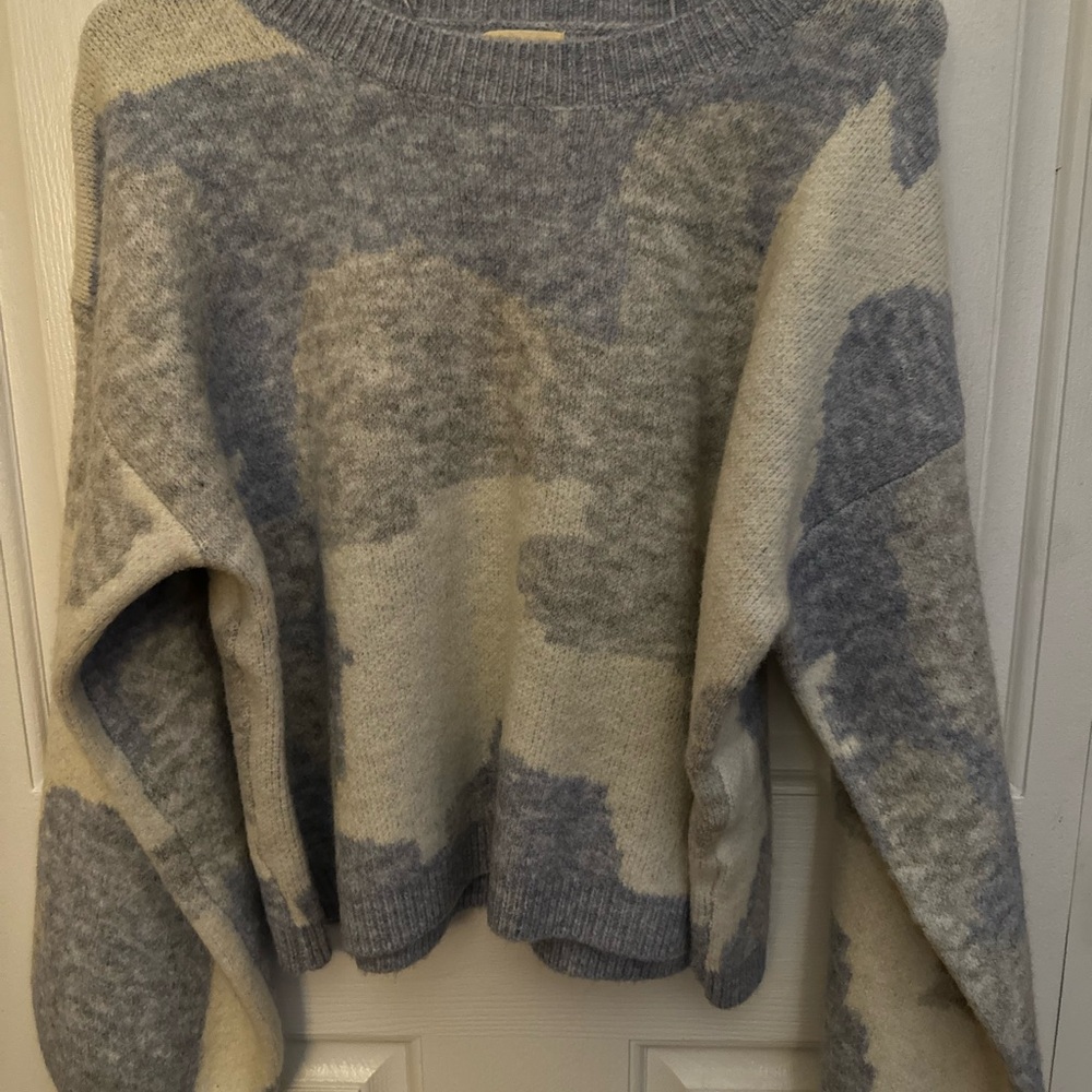 Cozy Knit Sweater in Blue and Cream